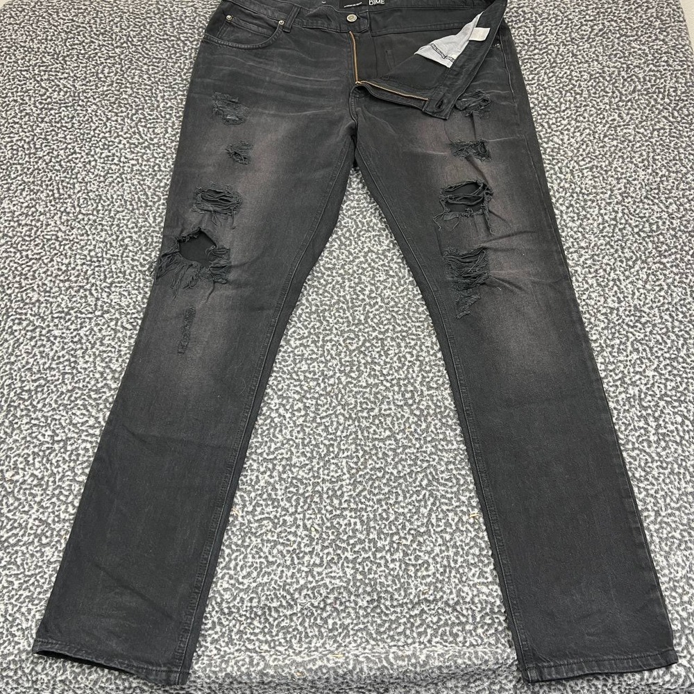 Vintage‎ Rustic Dime Jeans Men 36x33 Black Faded Distressed Tapered Denim Pants